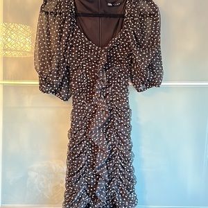 Gorgeous sheer black with white polka dots dress
